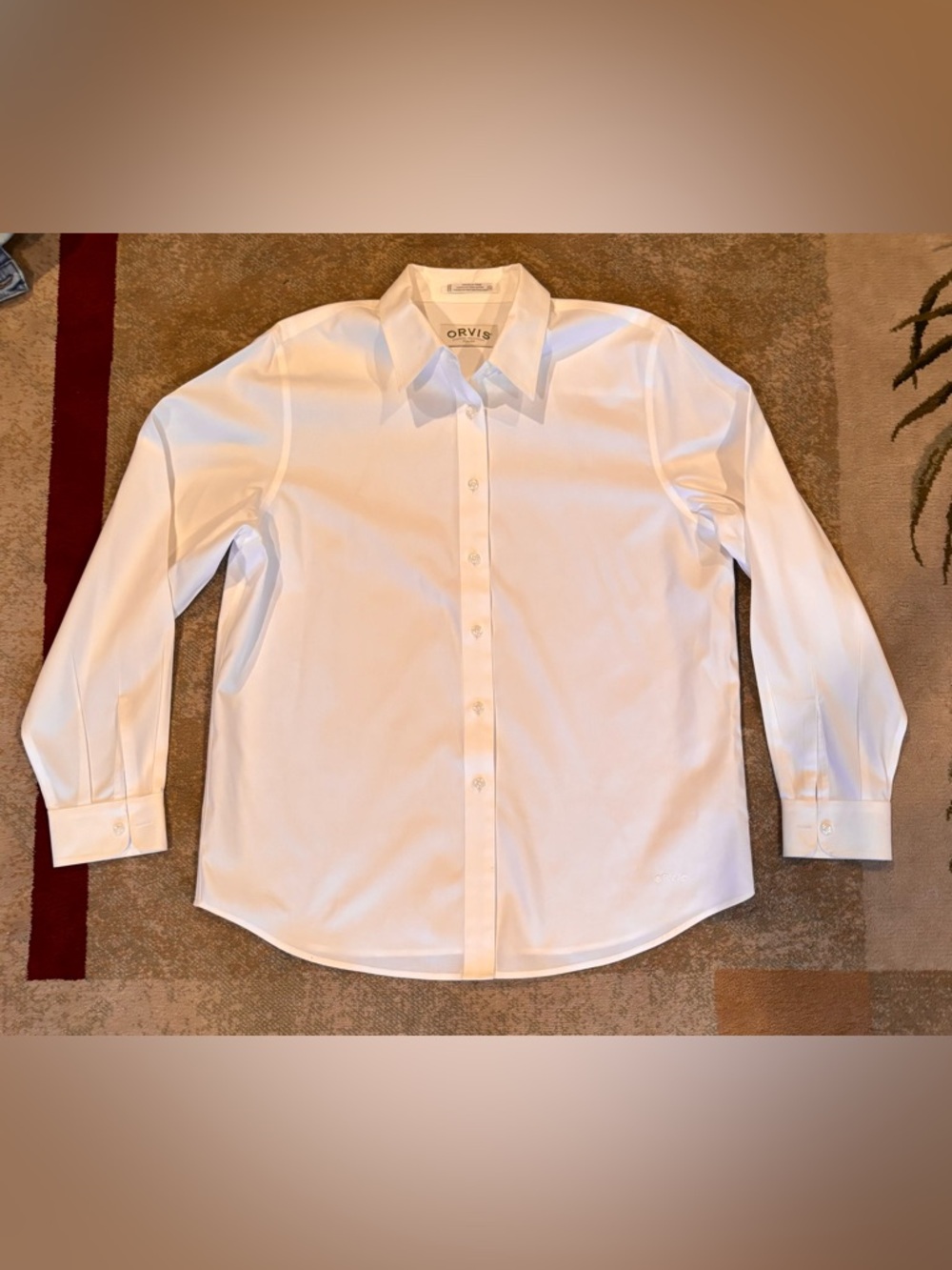 Orvis White Button Down Shirt Womens Size 14 Wrinkle Free Cotton